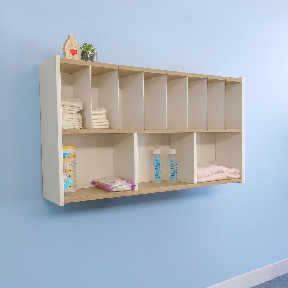 Diaper Supply Cabinet in Brown and White Color