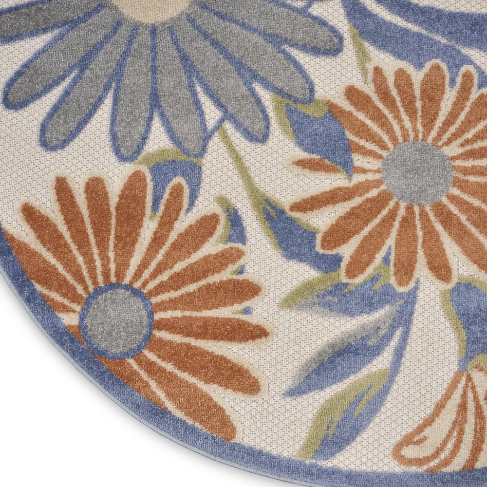 Aloha 5'3" x Round Beige Multicolor Contemporary Rug