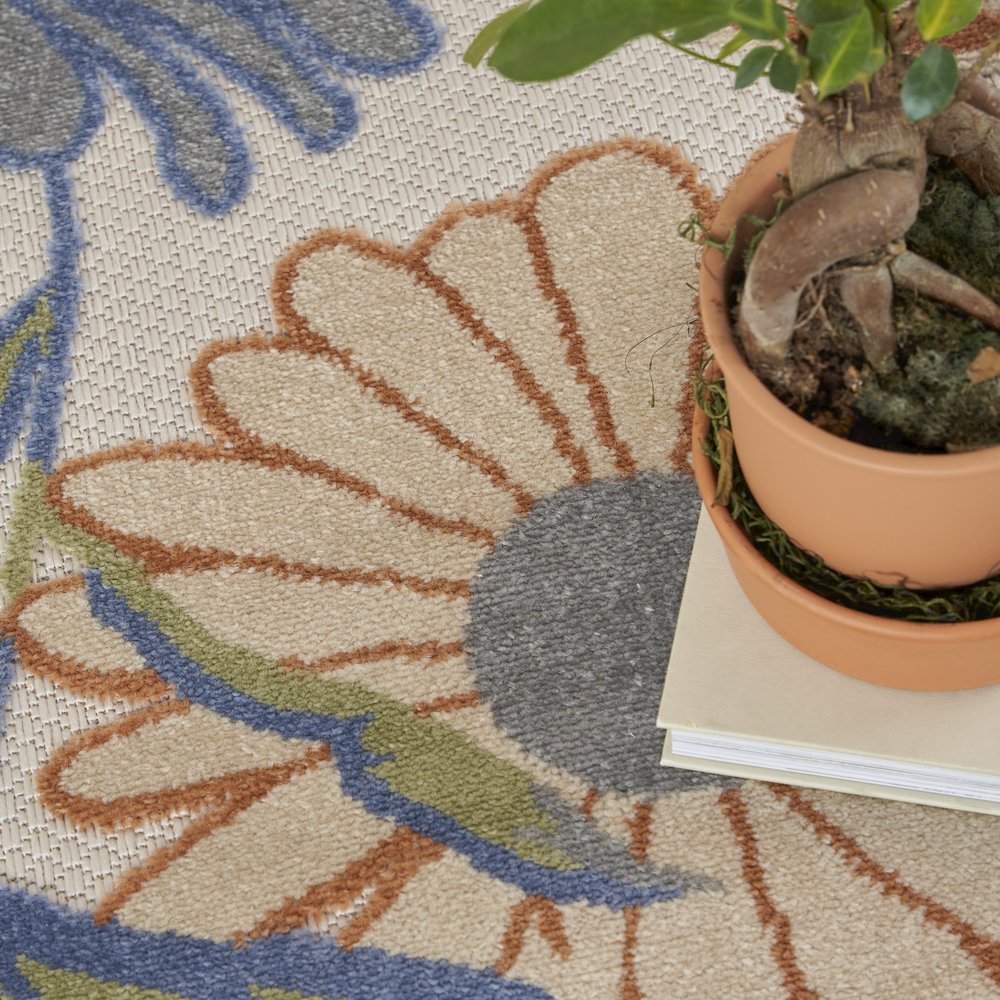 Aloha 7'10" x Round Beige Multicolor Contemporary Rug