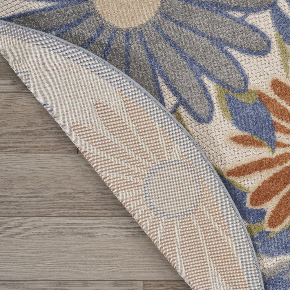 Aloha 5'3" x Round Beige Multicolor Contemporary Rug