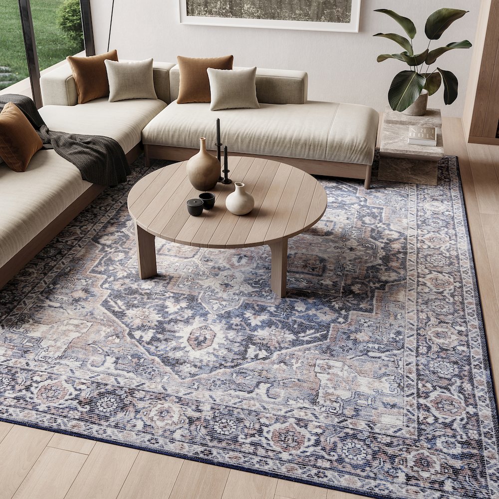 Rectangle New Concept Washables Area Rug 9'2" x 12'
