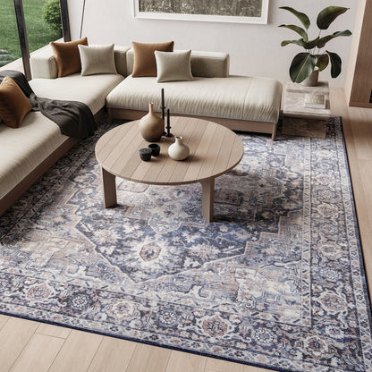 Rectangle New Concept Washables Area Rug 9'2" x 12'