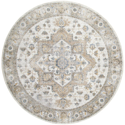 Round Astra Machine Washable Area Rug 5'3" x Round