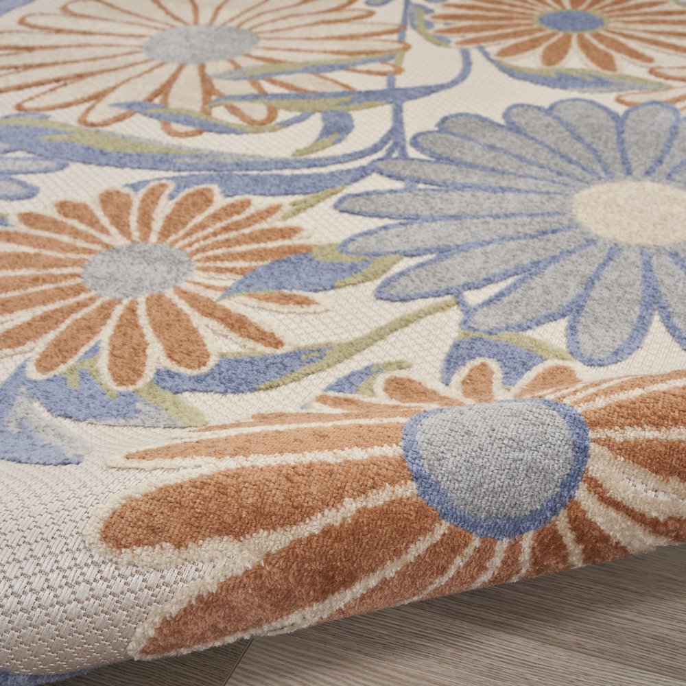 Aloha 5'3" x Round Beige Multicolor Contemporary Rug