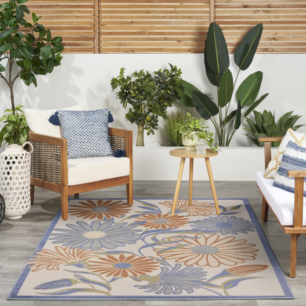 Aloha 5'3" x 7'5" Beige Multicolor Contemporary Rug