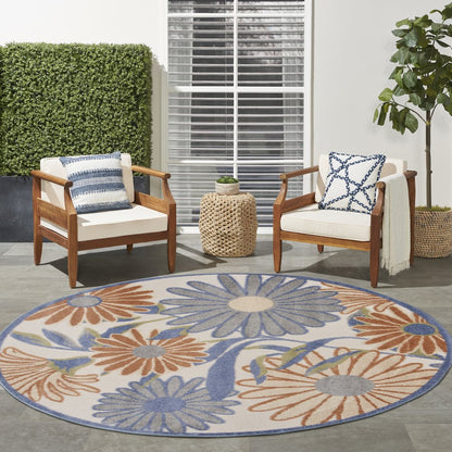 Aloha 5'3" x Round Beige Multicolor Contemporary Rug