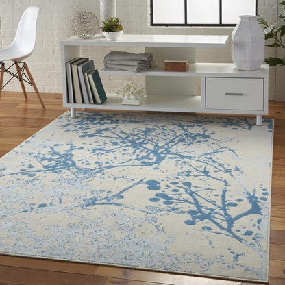 Jubilant Area Rug, Ivory/Blue, 4' x 6'