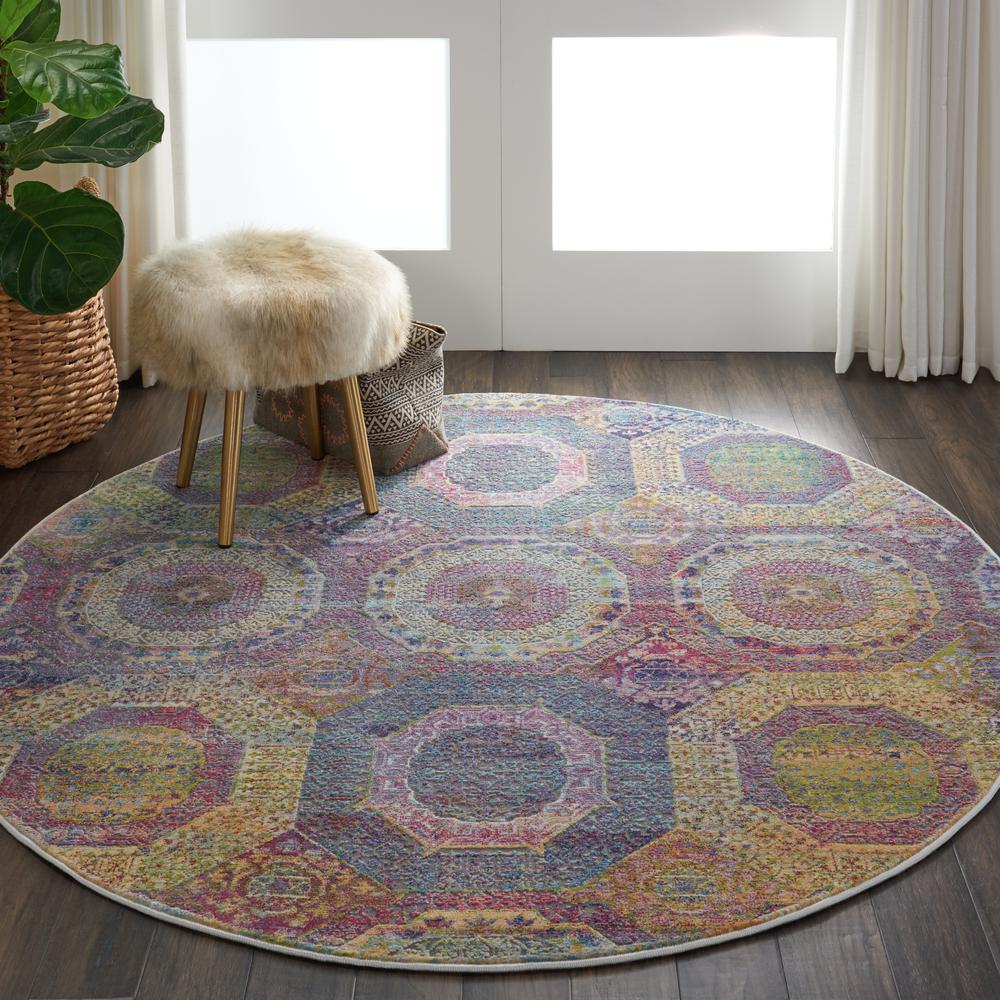 Bohemian Round Area Rug, 6' x Round