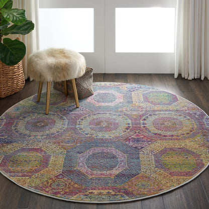 Bohemian Round Area Rug, 6' x Round