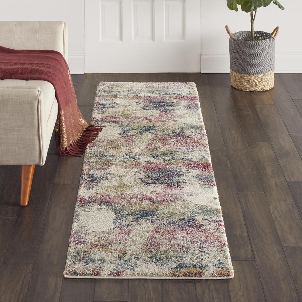 Fusion Area Rug, Cream/Multi, 2'2" x 7'6"