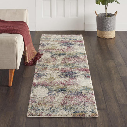 Fusion Area Rug, Cream/Multi, 2'2" x 7'6"