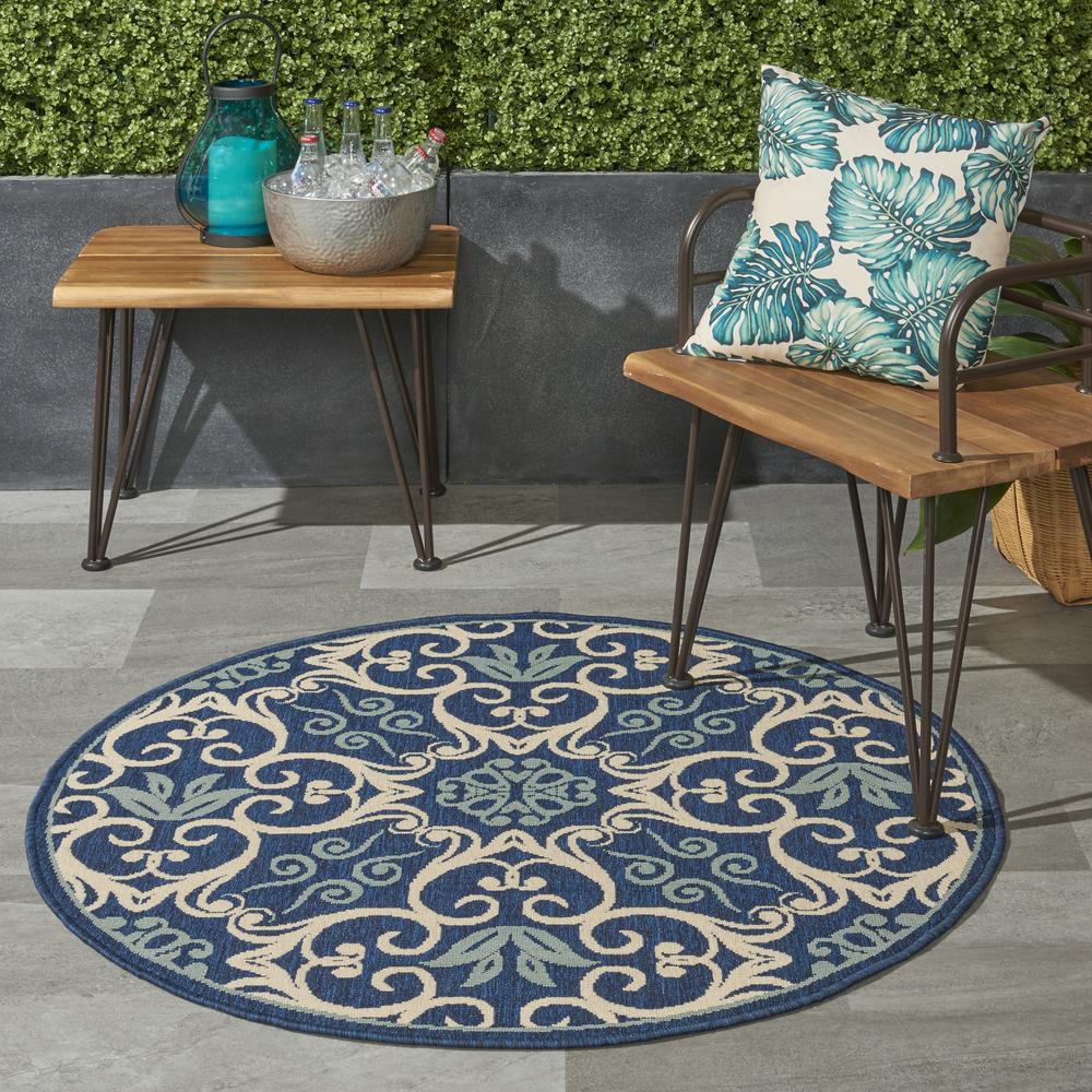 Caribbean Area Rug, Navy, 4' x ROUND