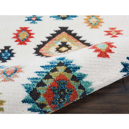 Tribal Decor Area Rug, White, 2'2" x 4'3"