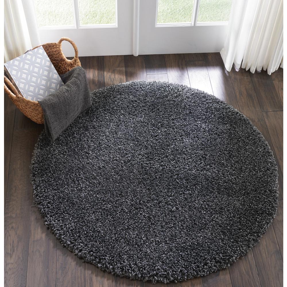 Malibu Shag Area Rug, Dark Grey, 4' x ROUND