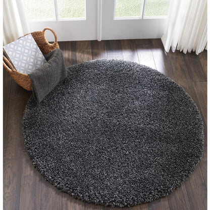 Malibu Shag Area Rug, Dark Grey, 4' x ROUND