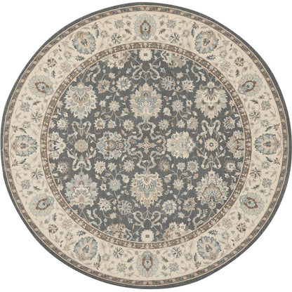 Round Farmhouse Machine Made Area Rug
