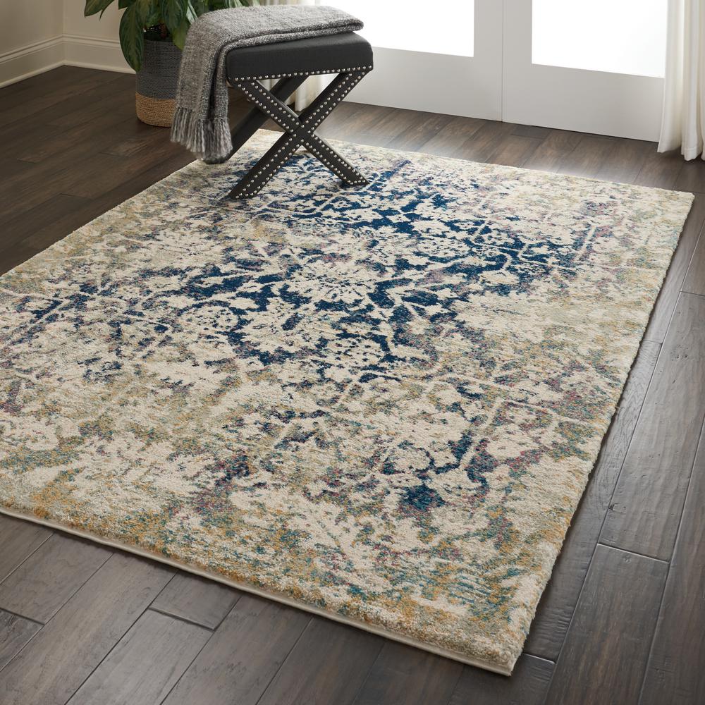 Fusion Area Rug, Cream/Blue, 5'3" x 7'3"