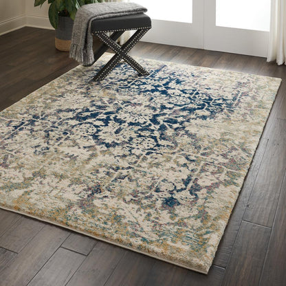 Fusion Area Rug, Cream/Blue, 5'3" x 7'3"