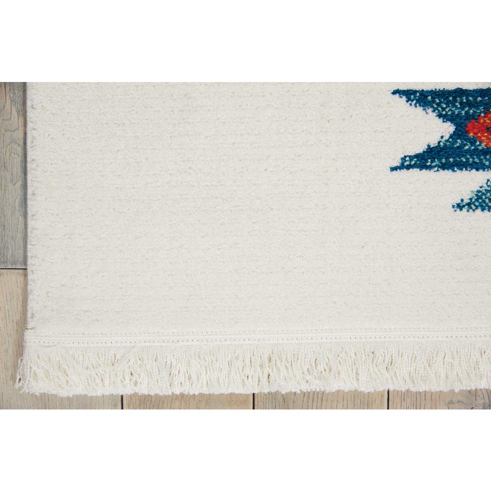 Tribal Decor Area Rug, White, 6'7" x 9'7"