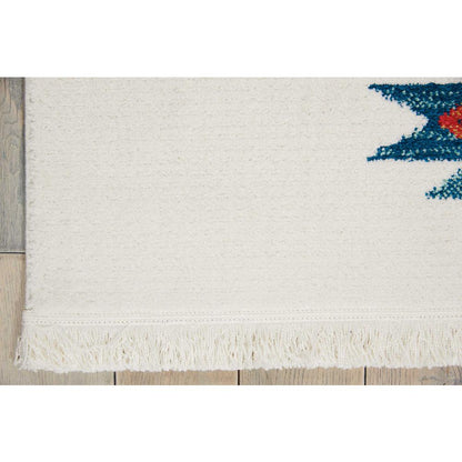 Tribal Decor Area Rug, White, 6'7" x 9'7"