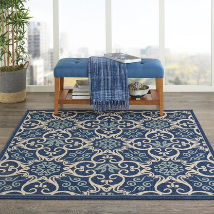 Caribbean Area Rug, Navy, 5'3" x SQUARE