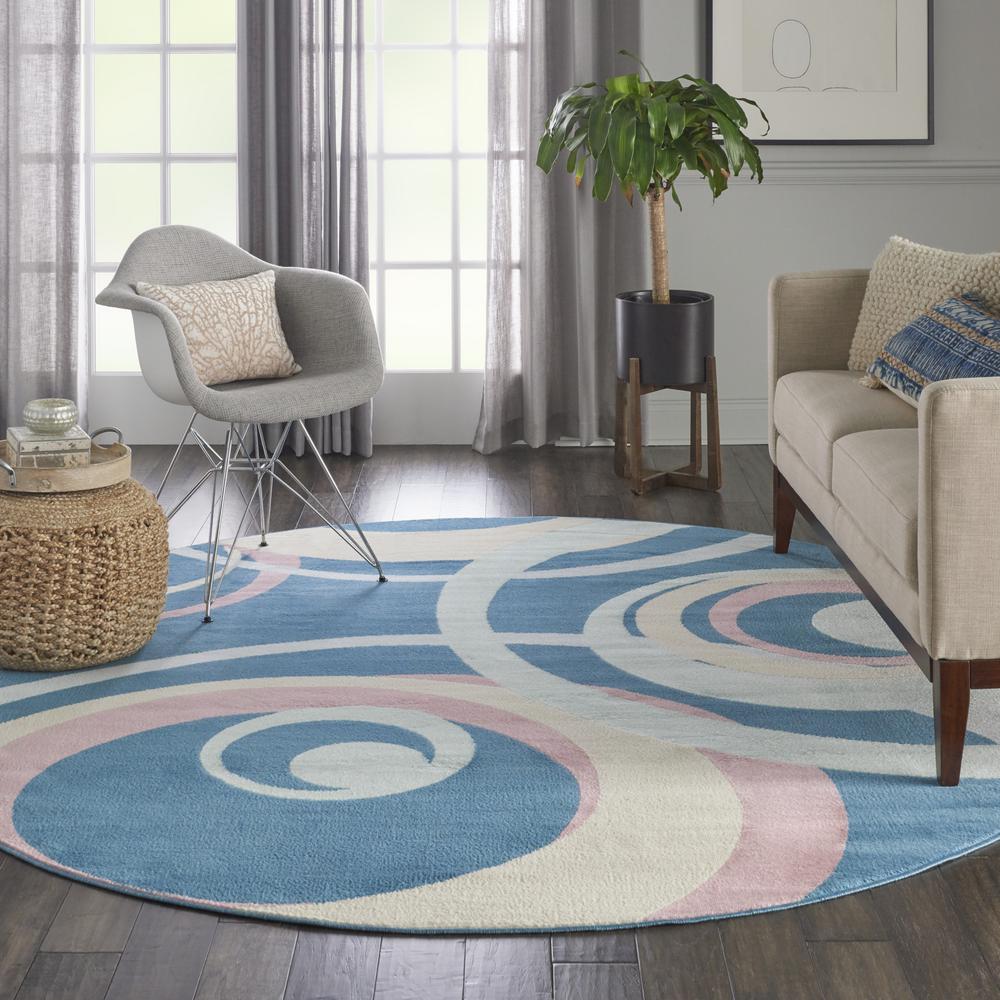 Grafix Area Rug, Blue Multicolor, 8'XROUND