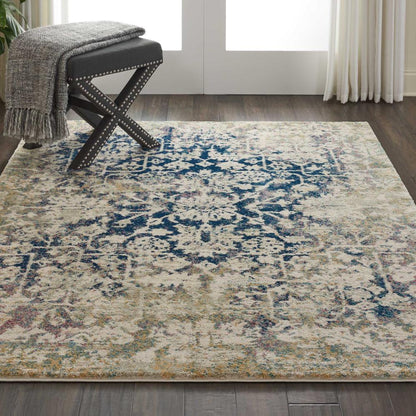 Fusion Area Rug, Cream/Blue, 5'3" x 7'3"