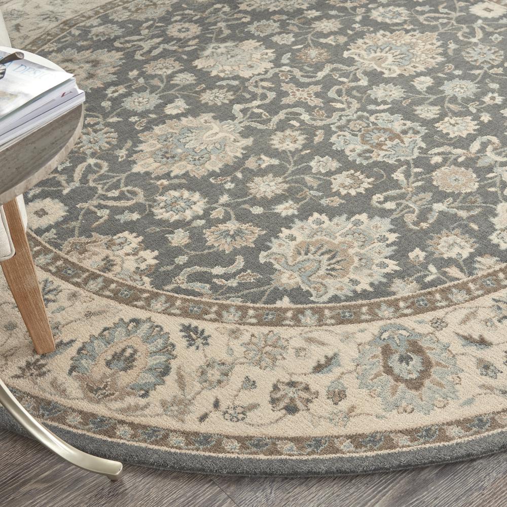 Round Farmhouse Machine Made Area Rug