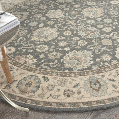 Round Farmhouse Machine Made Area Rug
