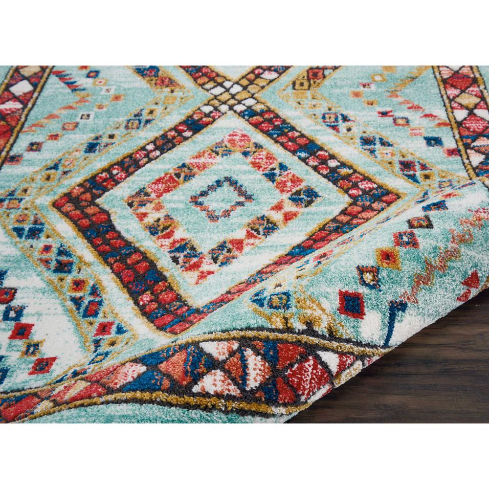 Tribal Decor Area Rug, Aqua, 3'11" x 6'2"