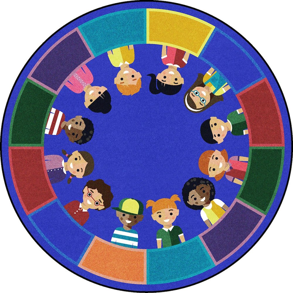 Kid Essentials All of Us Together 5'4" Round Area Rug in Color Multi