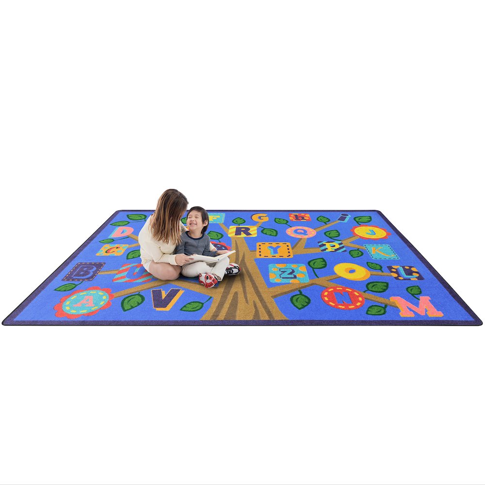 Kid Essentials Alphabet Leaves 7'8" x 10'9" Area Rug in Color Soft