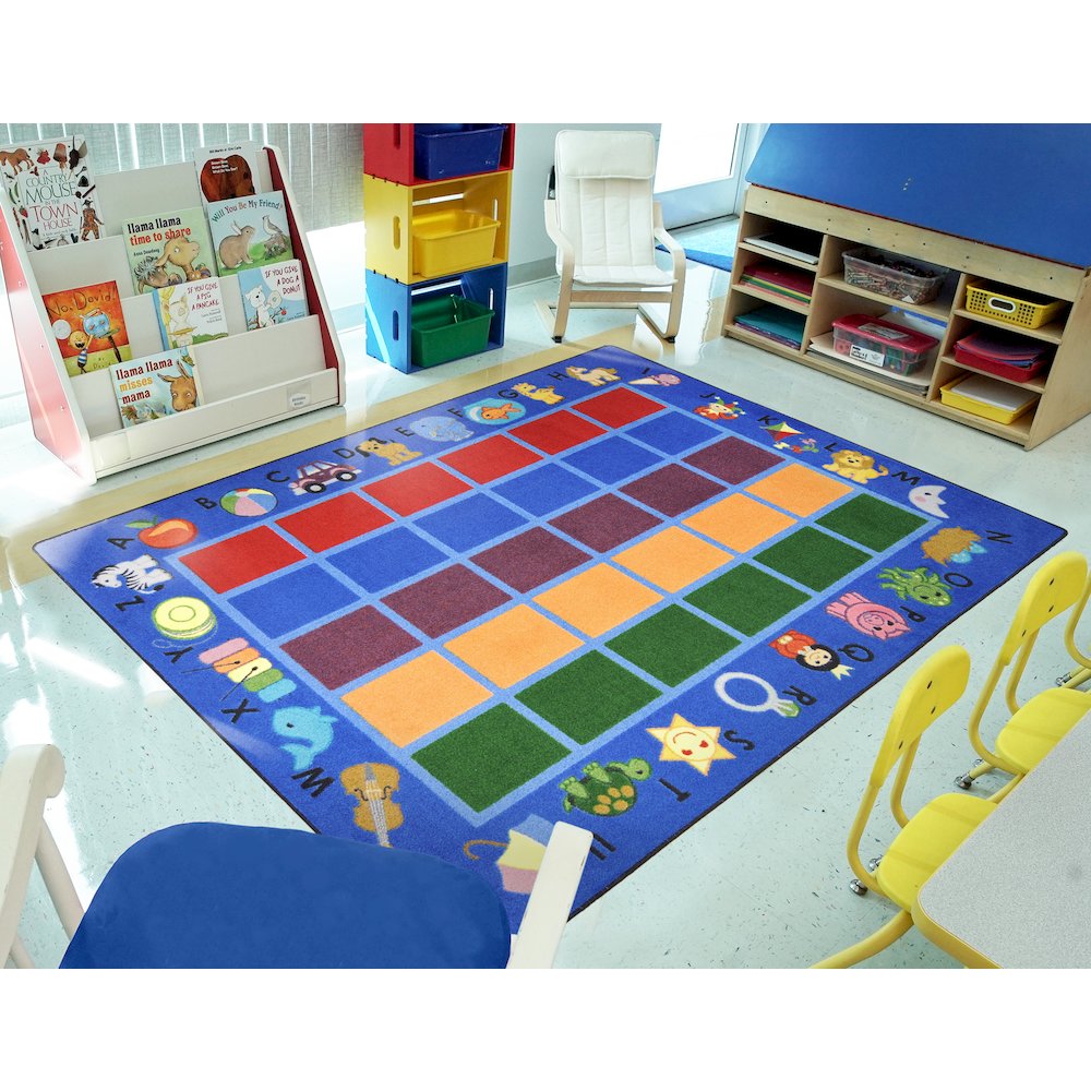 Kid Essentials Alphabet Phonics 10'9" x 13'2" Area Rug in Color Blue