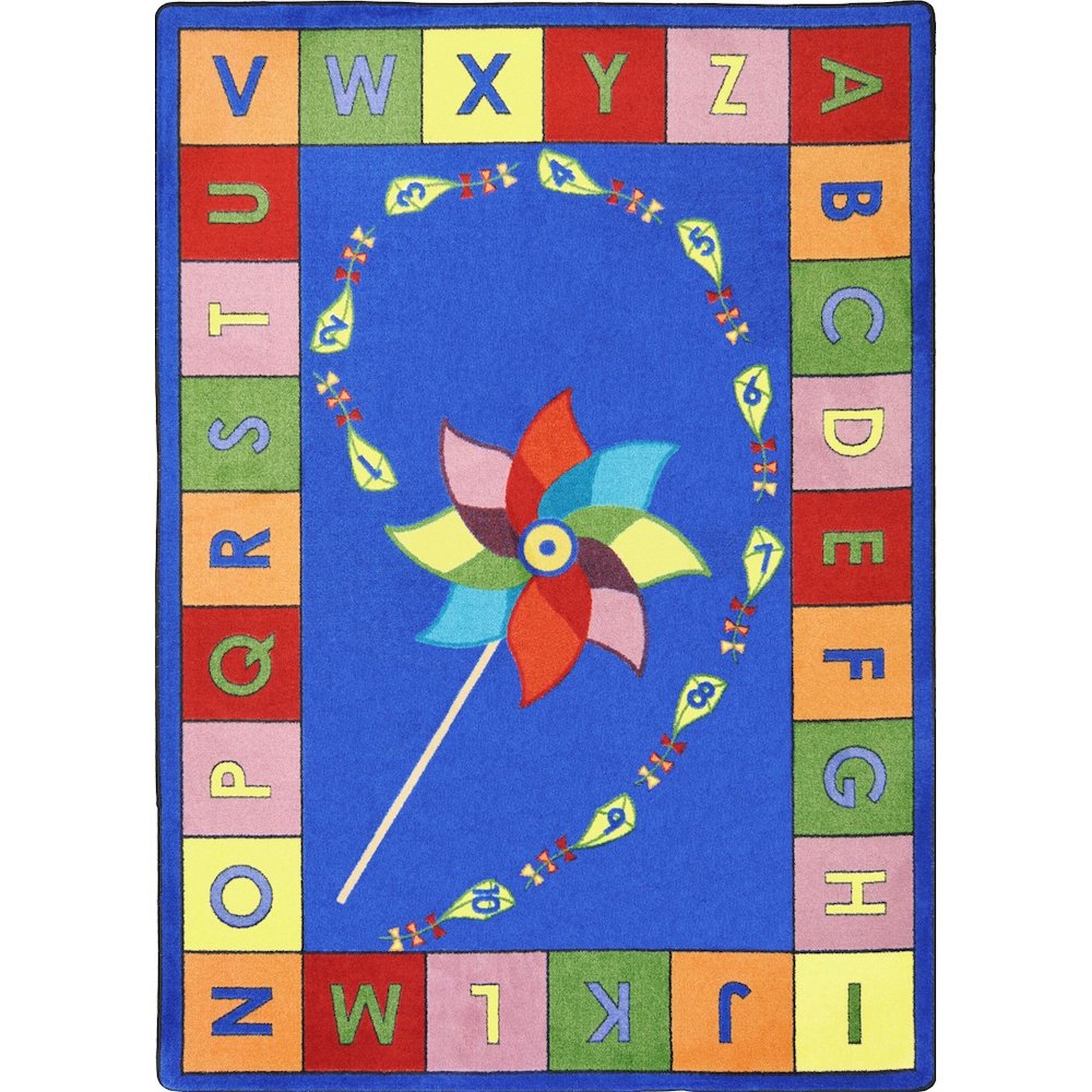 Kid Essentials Alphabet Pinwheel 5'4" x 7'8" Oval Area Rug in Color Multi