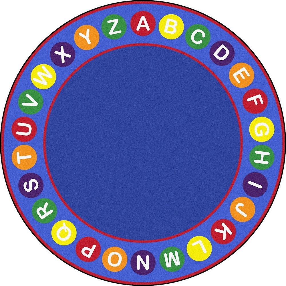Kid Essentials Alphabet Spots 13'2" Round Area Rug in Color Multi