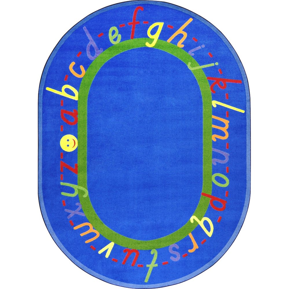 Kid Essentials AlphaScript 7'8" x 10'9" Oval Area Rug in Color Blue