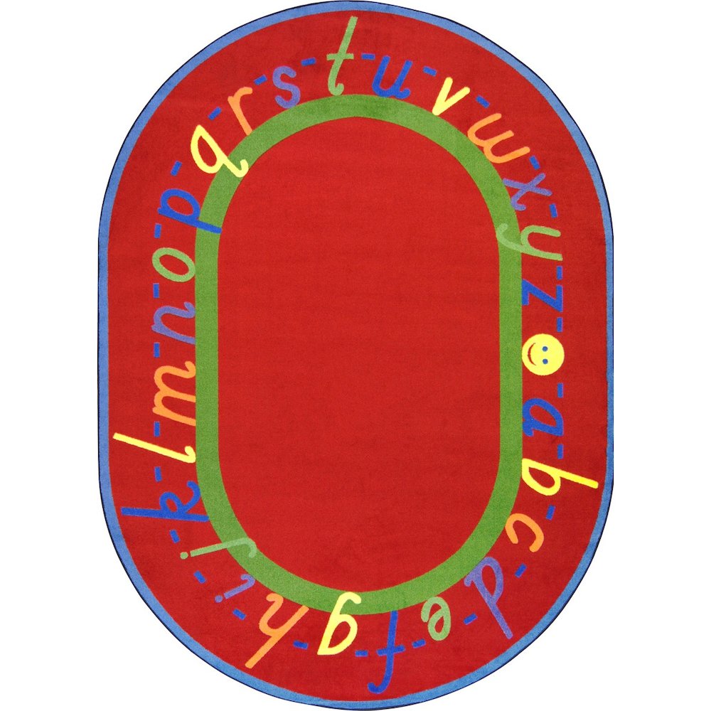 Kid Essentials AlphaScript 7'8" x 10'9" Oval Area Rug in Color Red