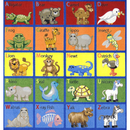 Kid Essentials Animal Phonics 7'8" x 10'9" Oval Area Rug in Color Multi