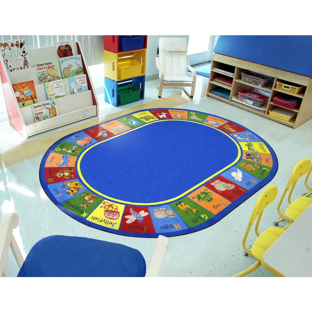 Kid Essentials Animal Phonics 7'8" x 10'9" Oval Area Rug in Color Multi