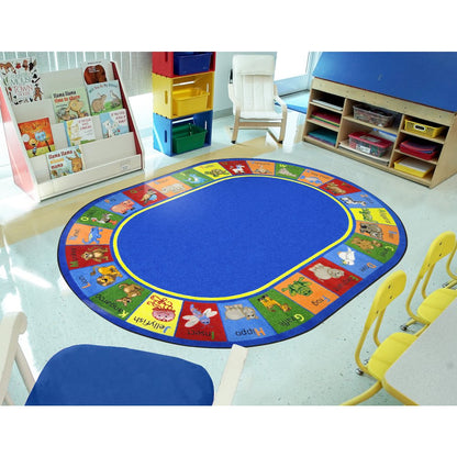 Kid Essentials Animal Phonics 7'8" x 10'9" Oval Area Rug in Color Multi