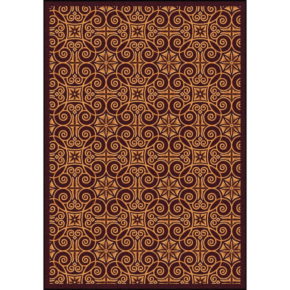 Any Day Matinee Antique Scroll 5'4" x 7'8" Area Rug in Color Burgundy