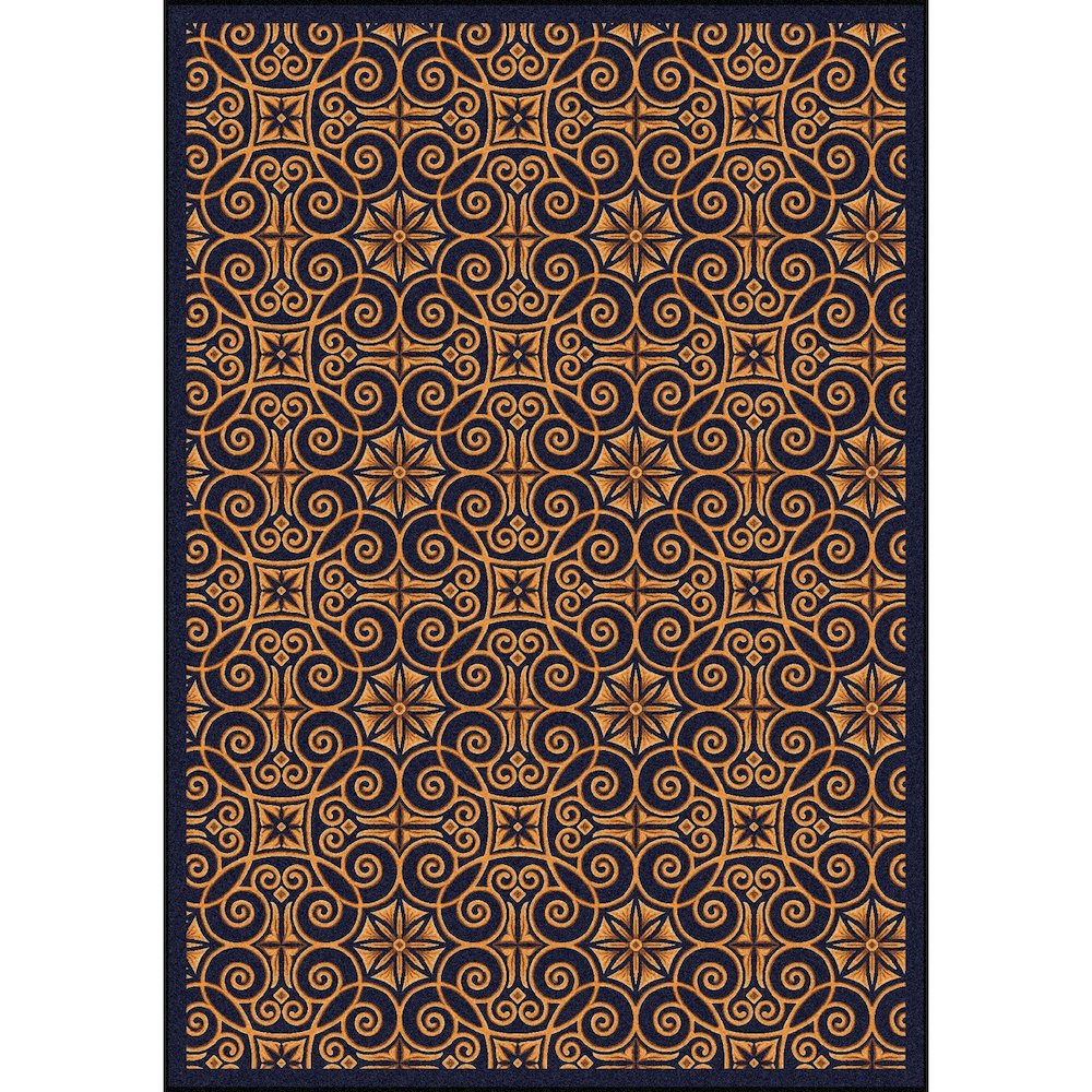Any Day Matinee Antique Scroll 5'4" x 7'8" Area Rug in Color Navy