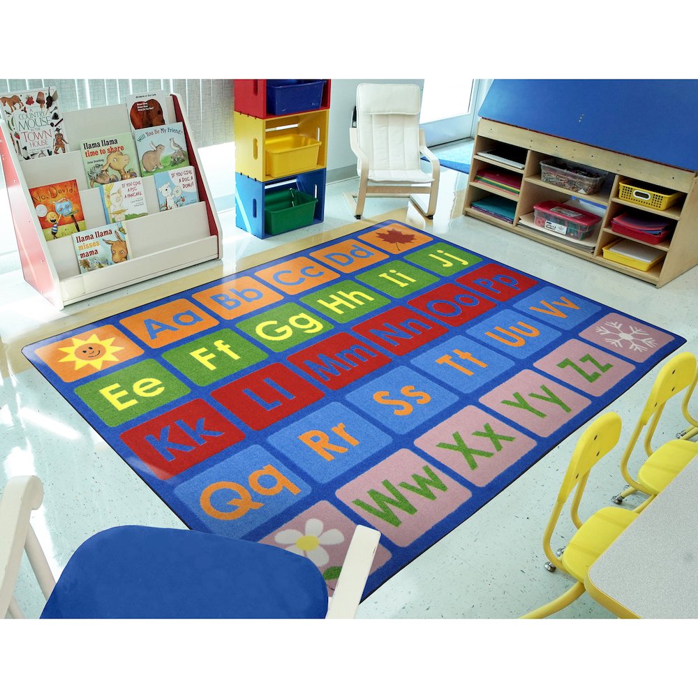 Kid Essentials Any Day Alphabet 7'8" x 10'9" Area Rug in Color Multi