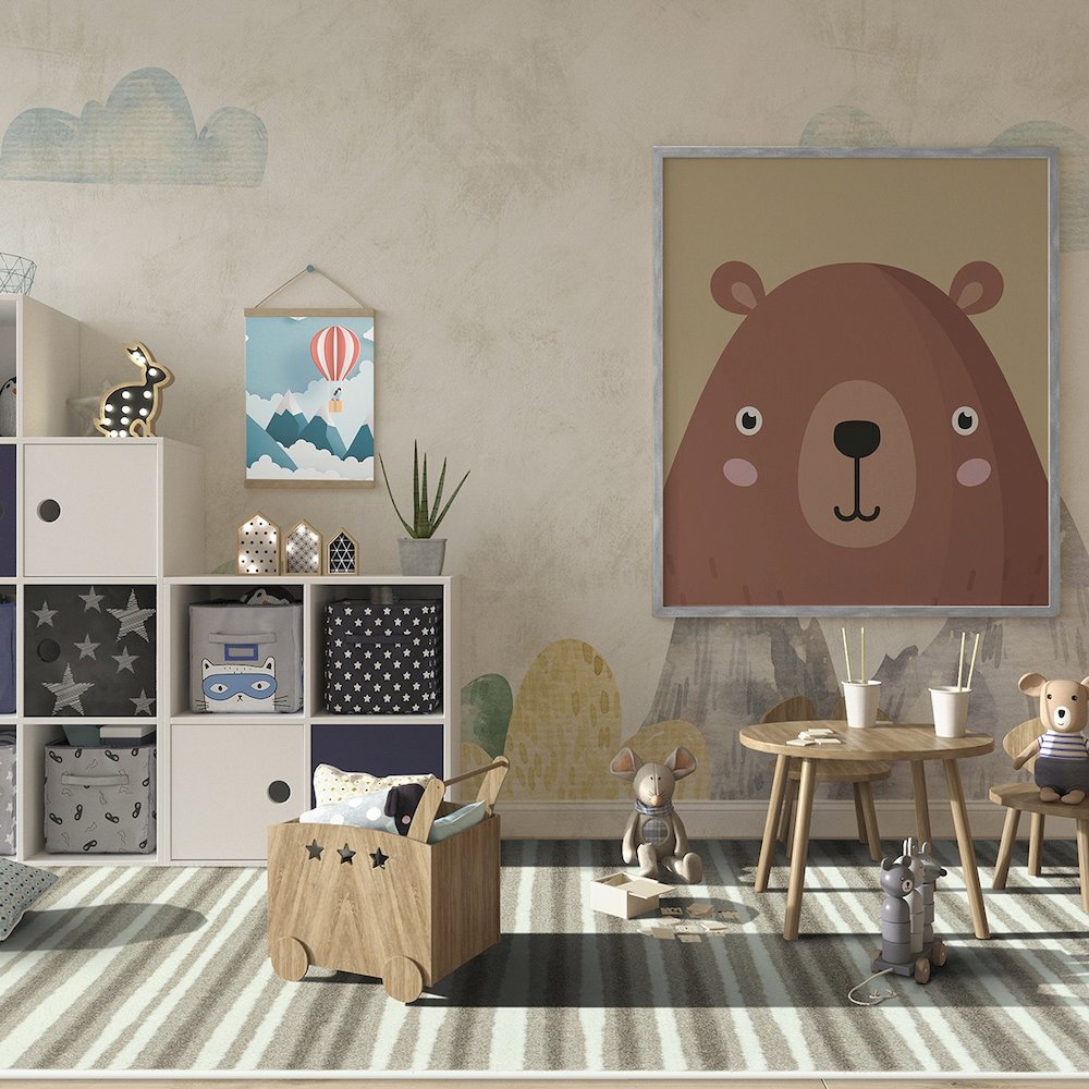 Claremont Kids Between the Lines 5'4" x 7'8" Area Rug in Color Linen