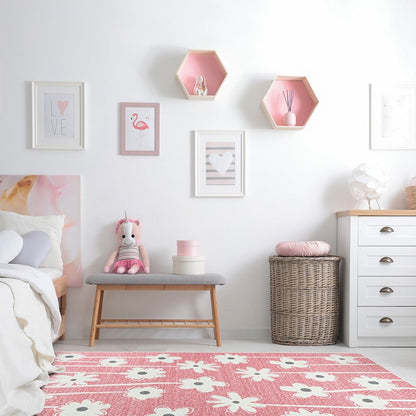 Claremont Kids Big Blooms 5'4" x 7'8" Area Rug in Color Blush