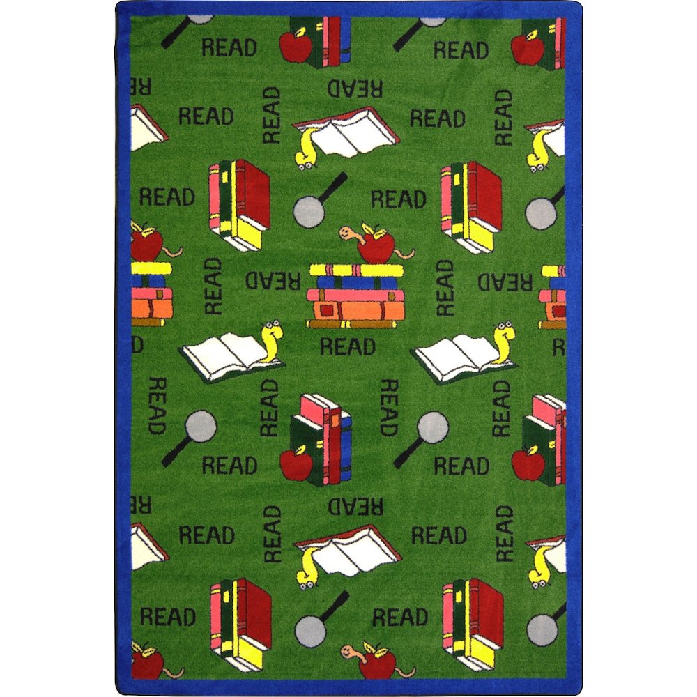 Kid Essentials Bookworm 5'4" x 7'8" Area Rug in Color Green