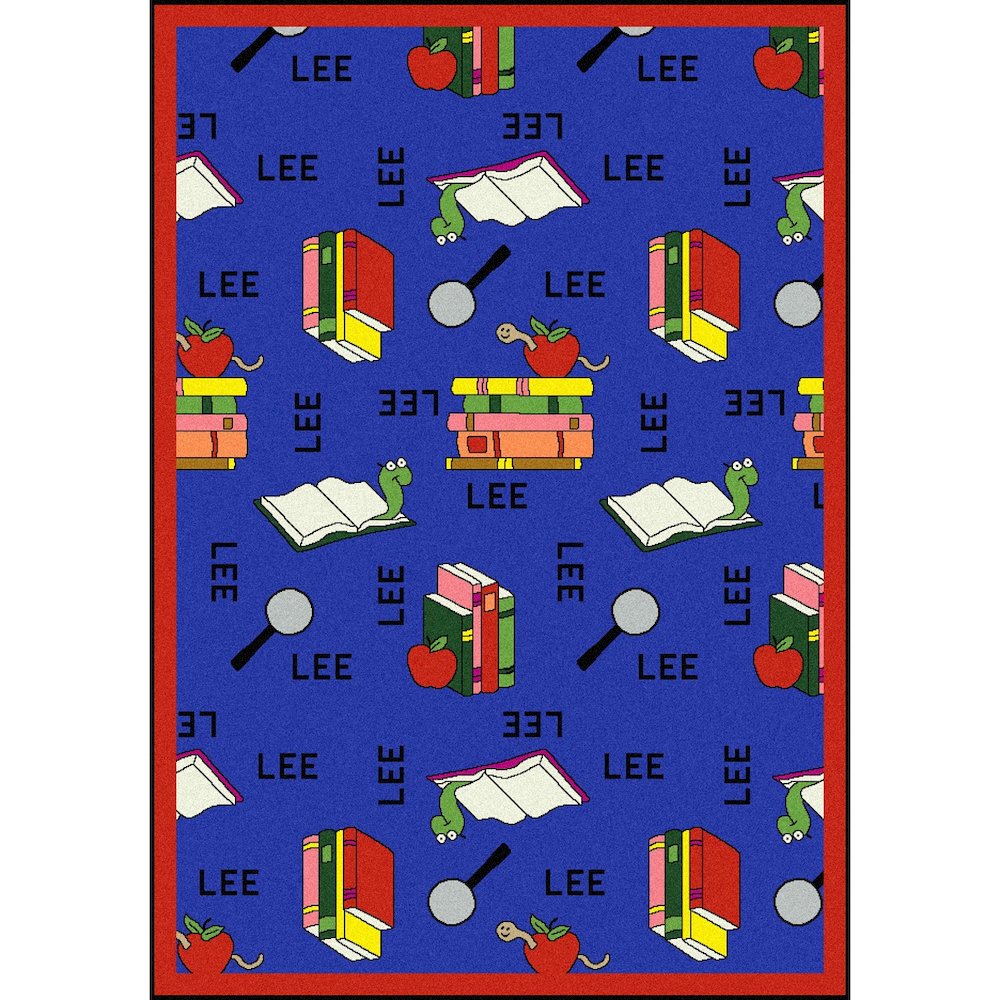 Kid Essentials Bookworm (Spanish) 5'4" x 7'8" Area Rug in Color Blue