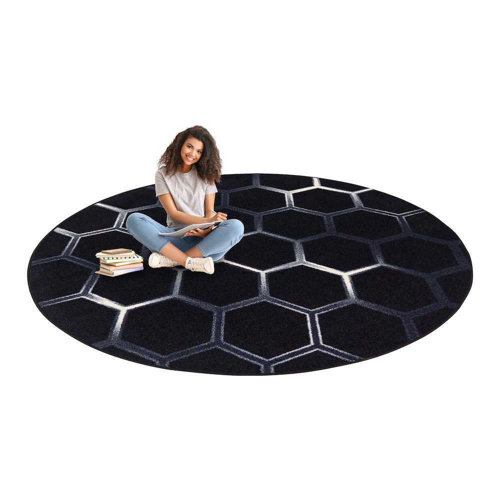 Kid Essentials Breakout 7'7" Round Area Rug in Color Arctic