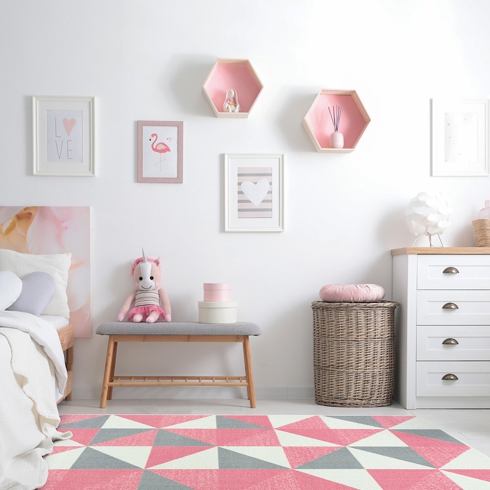 Claremont Kids Cartwheel 5'4" x 7'8" Area Rug in Color Blush