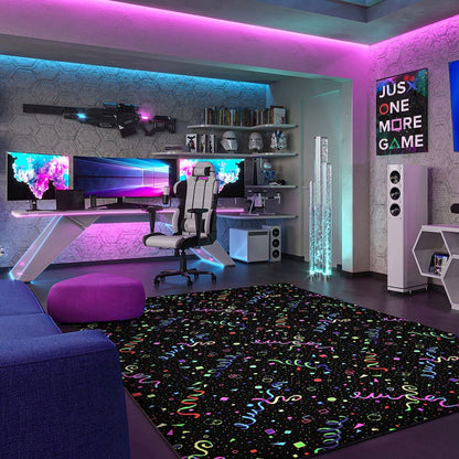 Neon Lights Celebration 6' x 6' Area Rug in Color Fluorescent
